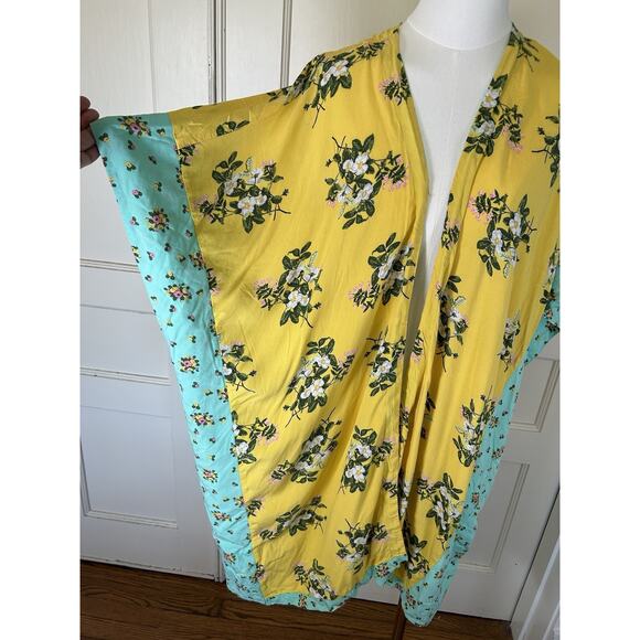 Matilda Jane Floral Kimono Ruana Womens Size XS/S Yellow Blue Boho Festival - Picture 3 of 8